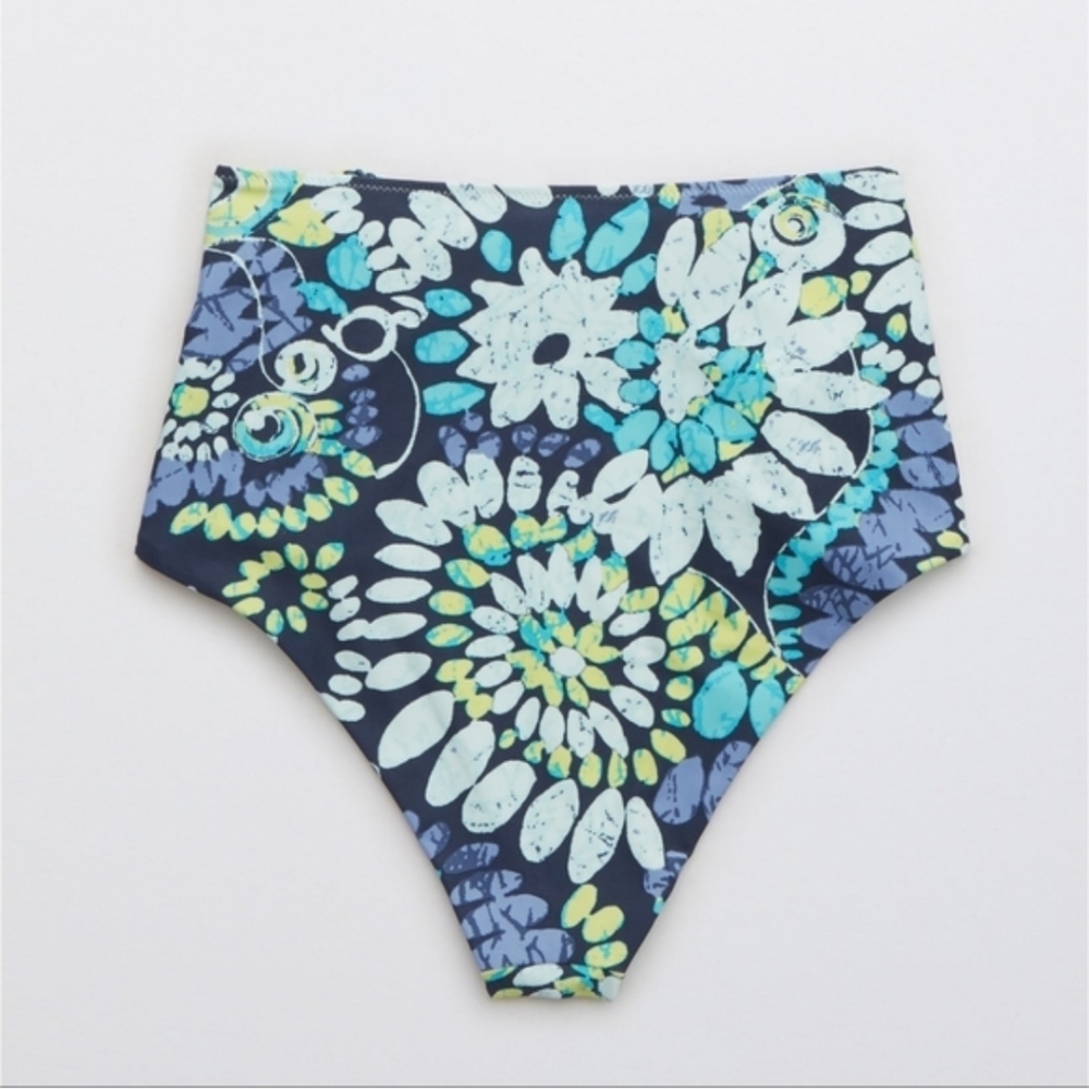 🆕️ Aerie Night Sea Floral Cutout Cheeky High Waist Bikini Bottoms - Picture 13 of 14